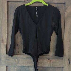 Victoria sport Black V-Neck Bodysuit
